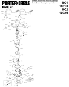 Page A Diagram and Parts List for 100 Type 3 Porter Cable Router